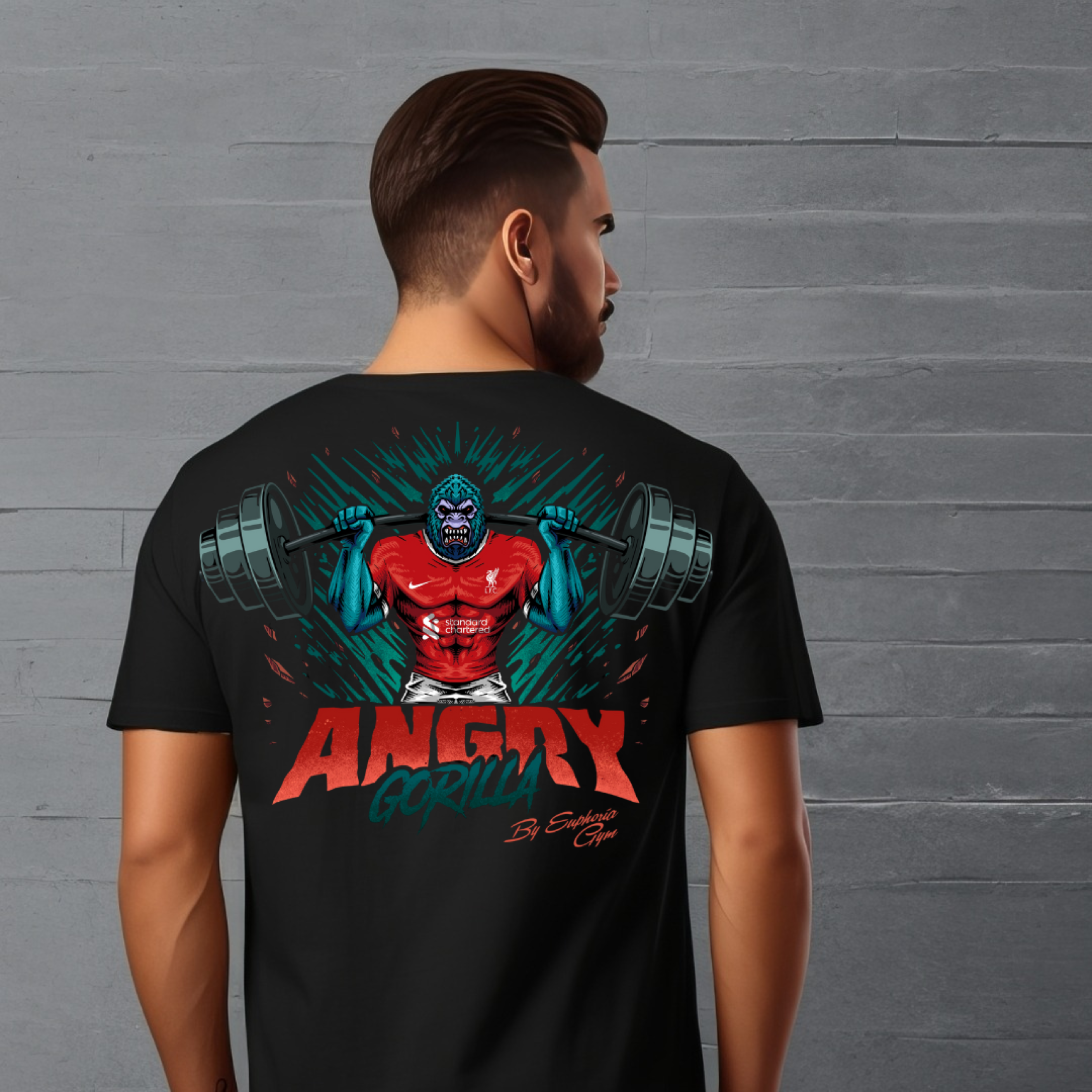 Unleash your intensity with the AG Liverpool Back Print T-Shirt. Gym-ready design with Liverpool FC pride. Train hard, rep harder—Gorilla style.
